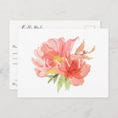 繊細な花のウェディング RSVP 曲リクエスト インビテーションポストカード (正面/裏面)