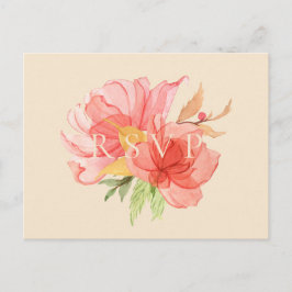 繊細な花のウェディング RSVP 歌のリクエスト インビテーションポストカード