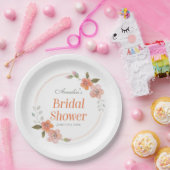 繊細な花のオレンジ色の結婚前祝賀会 ペーパープレート (パーティー)