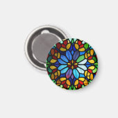 繊細な花のステンドグラスの優雅さ マグネット (正面/裏面)