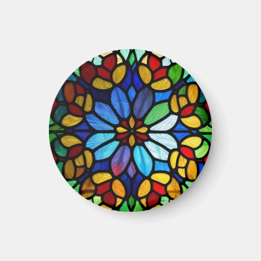 繊細な花のステンドグラスの優雅さ マグネット (正面)