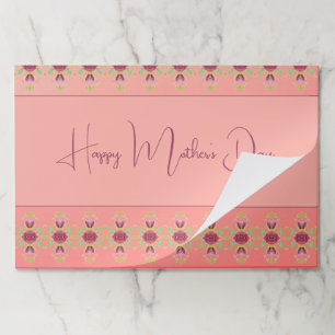 繊細な花のパターンアクセント付き紙ランチョンマット ペーパーパッド