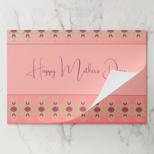 繊細な花のパターンアクセント付き紙ランチョンマット ペーパーパッド (折り畳み)