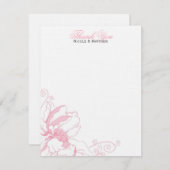 繊細な花のフラットウェディング感謝カード 招待状 (正面/裏面)