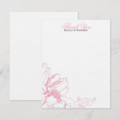 繊細な花のフラット結婚式感謝カード 招待状 (正面/裏面)