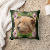 繊細な花のフレーム独自の写真を作成 クッション (ブランケット)