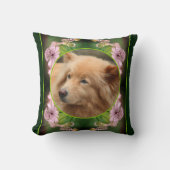 繊細な花のフレーム独自の写真を作成 クッション (正面)