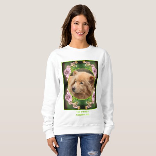 繊細な花のフレーム独自の写真を作成 スウェットシャツ (正面フル)