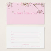 繊細な花のフローラピンクのギフト証明書 (正面&裏面)