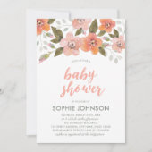 繊細な花のベビーシャワー招待状（ピンク） 招待状 (正面)