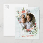 繊細な花のリースのクリスマスカードのポストカード シーズンポストカード (正面/裏面)