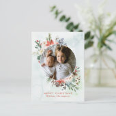 繊細な花のリースのクリスマスカードはがき シーズンポストカード (スタンド正面)