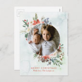 繊細な花のリースのクリスマスカード ポストカード (正面/裏面)