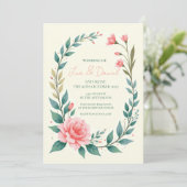 繊細な花のリースの招待状 招待状 (スタンド正面)