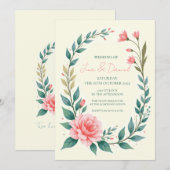 繊細な花のリースの招待状 招待状 (正面/裏面)