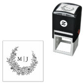 繊細な花のリースイニシャル セルフインキングスタンプ (インサイチュ)
