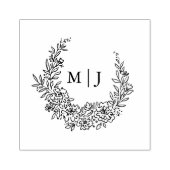 繊細な花のリースイニシャル ラバースタンプ (インプリント)