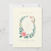 繊細な花のリース招待状 セーブザデート (裏面)