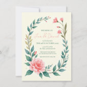 繊細な花のリース招待状 セーブザデート (正面)