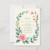 繊細な花のリース招待状 セーブザデート (正面)