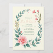 繊細な花のリース招待状 招待状 (正面)