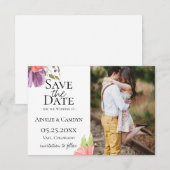 繊細な花の写真 セーブ・ザ・デート 案内状 (正面/裏面)