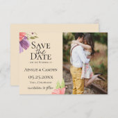 繊細な花の写真 セーブ・ザ・デート 案内状 (正面/裏面)
