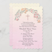繊細な花の宗教的招待状 招待状 (正面/裏面)
