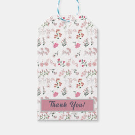 繊細な花の模様プリント ギフトタグ