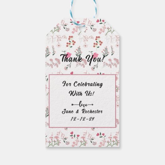 繊細な花の模様プリント ギフトタグ (裏面)
