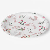 繊細な花の模様プリント ペーパープレート (アングル)