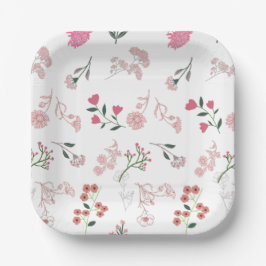 繊細な花の模様プリント ペーパープレート