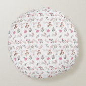 繊細な花の模様プリント ラウンドクッション (裏面)
