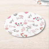 繊細な花の模様プリント ラウンドペーパーコースター (アングル)