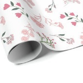 繊細な花の模様プリント ラッピングペーパー (ロールコーナー)