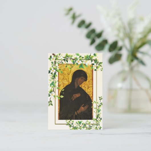 繊細な花の正教追悼祈祷カード プレイスカード (スタンド正面)