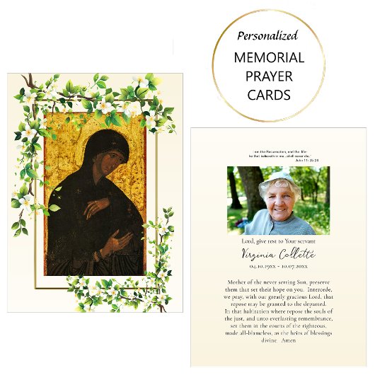 繊細な花の正教追悼祈祷カード プレイスカード