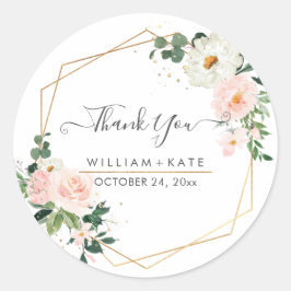繊細な花の水彩チーク ローズ 感謝 ラウンドシール