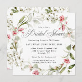 繊細な花の水彩ブライダルシャワー 招待状 (正面/裏面)