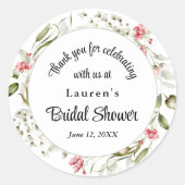 繊細な花の水彩 フローラル ウェディング フェイバー ラウンドシール (正面)