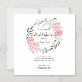 繊細な花の花輪、ピンクの芍薬 マグネット招待状 (正面)