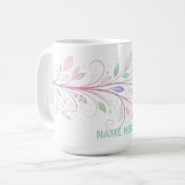 繊細な花の葉 コーヒーマグカップ (正面左)