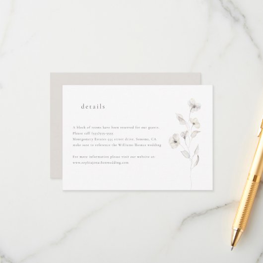 繊細な花の詳細囲いカード エンクロージャーカード (正面/裏面インサイチュ)