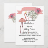 繊細な花の輪, ピンクのフラミンゴ, 招待状 (正面/裏面)