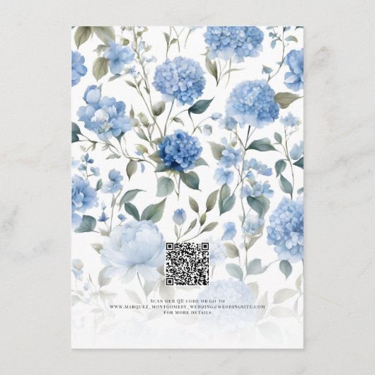 繊細な花の野生の花 エレガントな夏の青と白のディテール エンクロージャーカード (裏面)