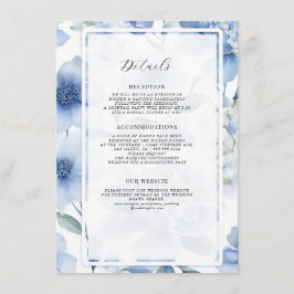 繊細な花の野生の花 エレガントな夏の青と白のディテール エンクロージャーカード