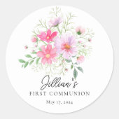 繊細な花びらの初聖体 ラウンドシール (正面)