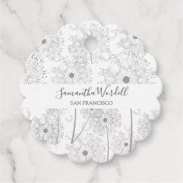 繊細な花イラストレーション フェイバータグ