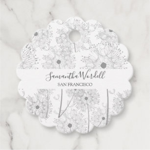 繊細な花イラストレーション フェイバータグ