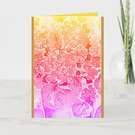 繊細な花グリーティングカード。ピンクスとゴールズ カード (正面)